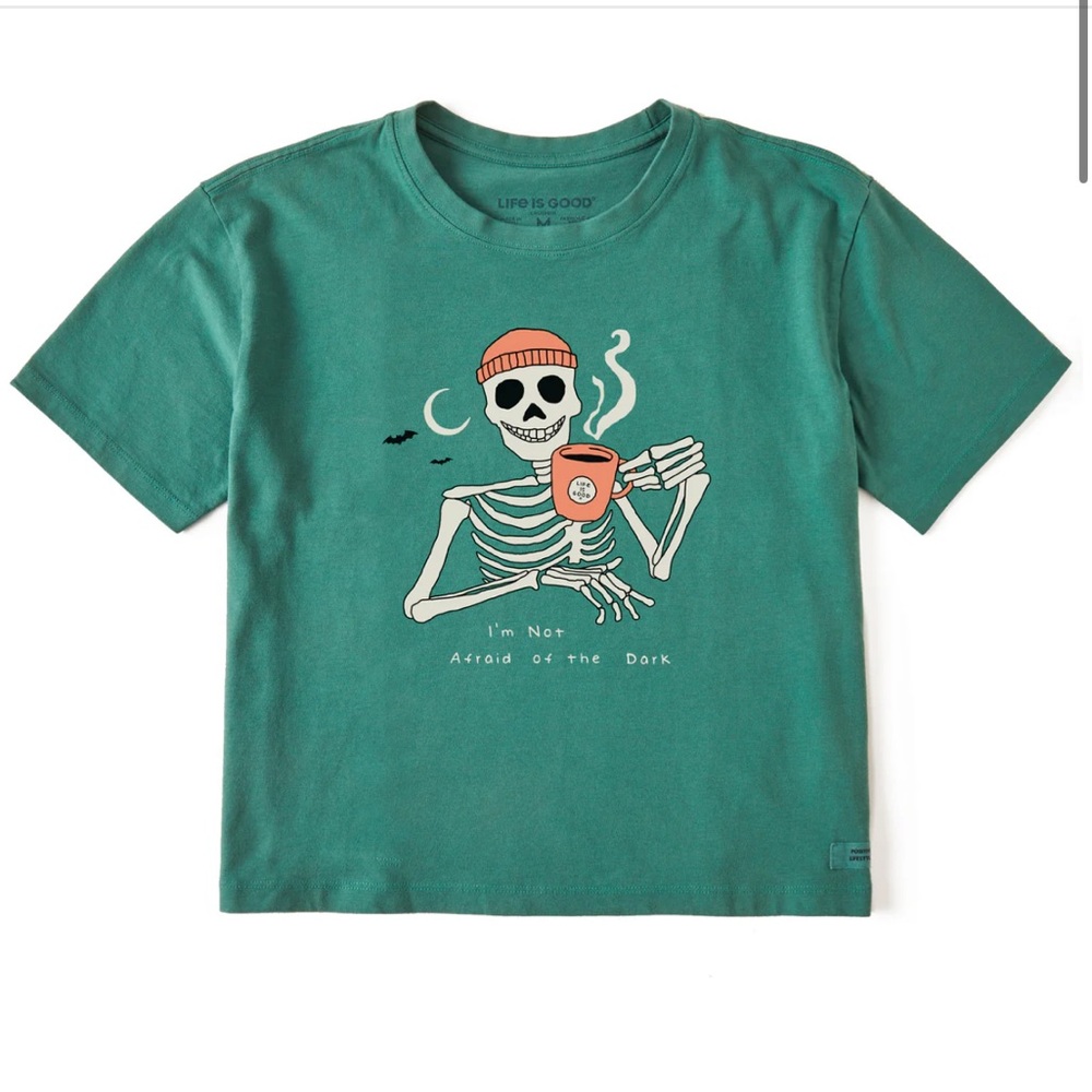 Women's Not Afraid Skeleton Short Sleeve Crusher Boxy Tee